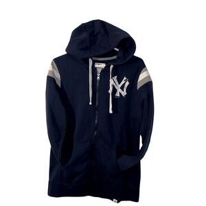 Yankees Fanatics Women’s Zip-Up Hoodie Large | Blue & White | Cotton-Poly Blend
